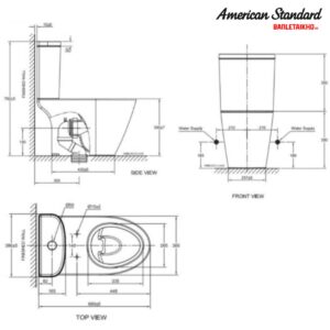 Bản vẽ Bồn Cầu AMERICAN STANDARD 2309 WT 2 Khối Nắp Đóng Êm