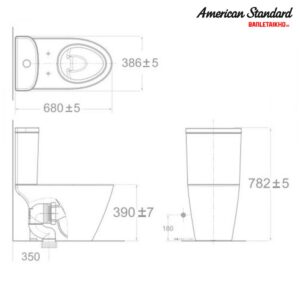 Bản vẽ Bồn Cầu AMERICAN STANDARD 2407 WT 2 Khối Nắp Đóng Êm