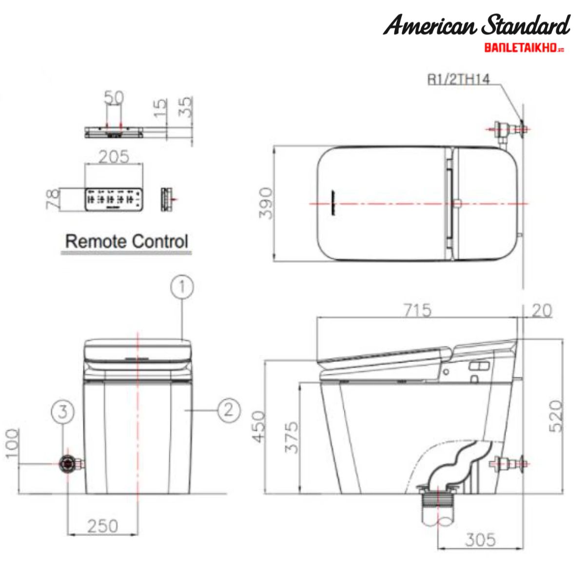 Bản vẽ Bồn Cầu AMERICAN STANDARD KP 8310 Điện Tử Nắp Đóng Êm Bản vẽ Bồn Cầu AMERICAN STANDARD KP 8310 Điện Tử Nắp Đóng Êm