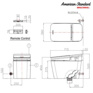 Bản vẽ Bồn Cầu AMERICAN STANDARD KP 8312 Điện Tử Nắp Tự Động