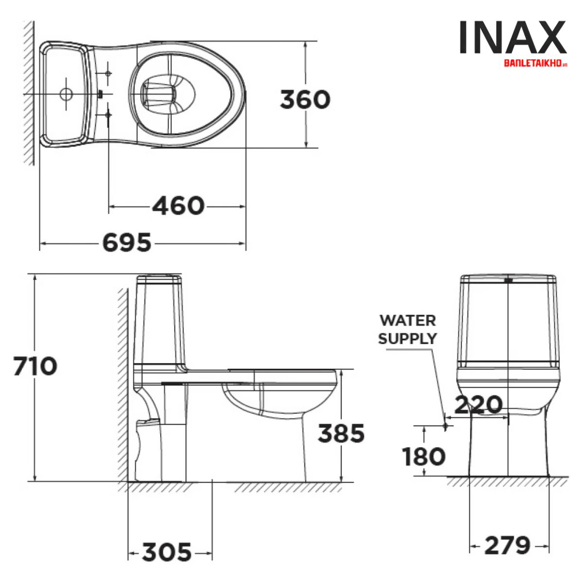 Bản vẽ Bồn Cầu AMERICAN STANDARD VF 1858 (VF-1858) 1 Khối Cosy Nắp Êm