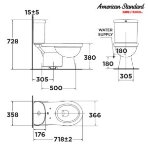Bản vẽ Bồn Cầu AMERICAN STANDARD VF 2013 2 Khối Nắp Đóng Êm