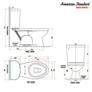 Bản vẽ Bồn Cầu AMERICAN STANDARD VF 2398 2 Khối Nắp Thường