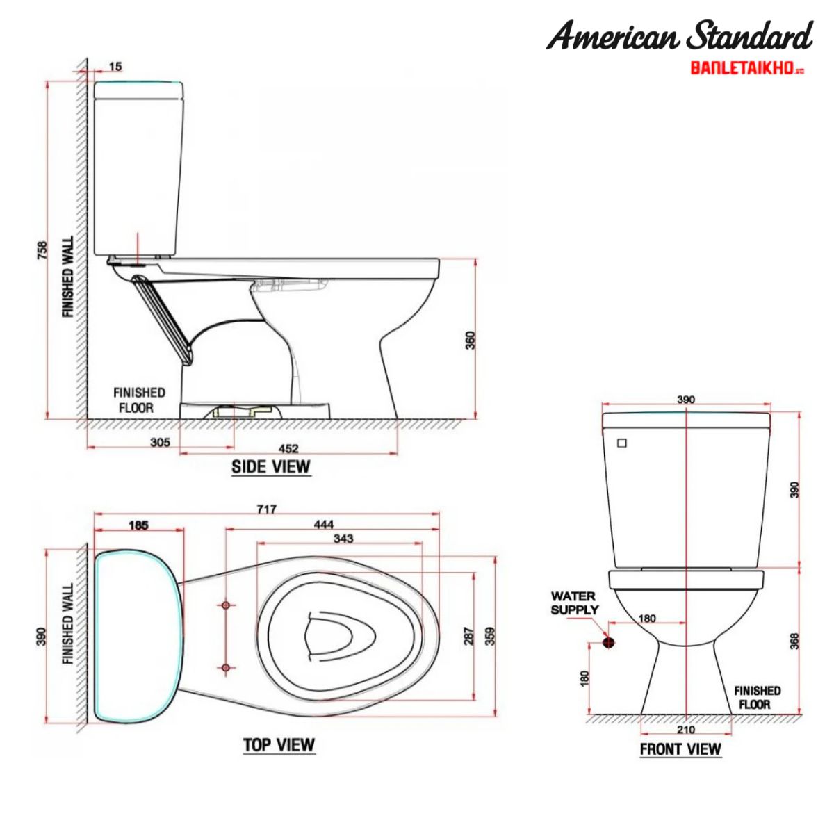 Bản vẽ Bồn Cầu AMERICAN STANDARD VF 2398 2 Khối Nắp Thường Bản vẽ Bồn Cầu AMERICAN STANDARD VF 2398 2 Khối Nắp Thường