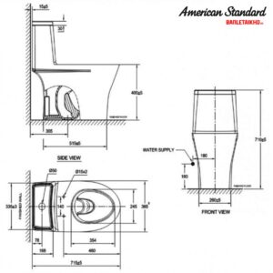 Bản vẽ Bồn Cầu AMERICAN STANDARD VF 2530P 1 Khối Thoát Ngang
