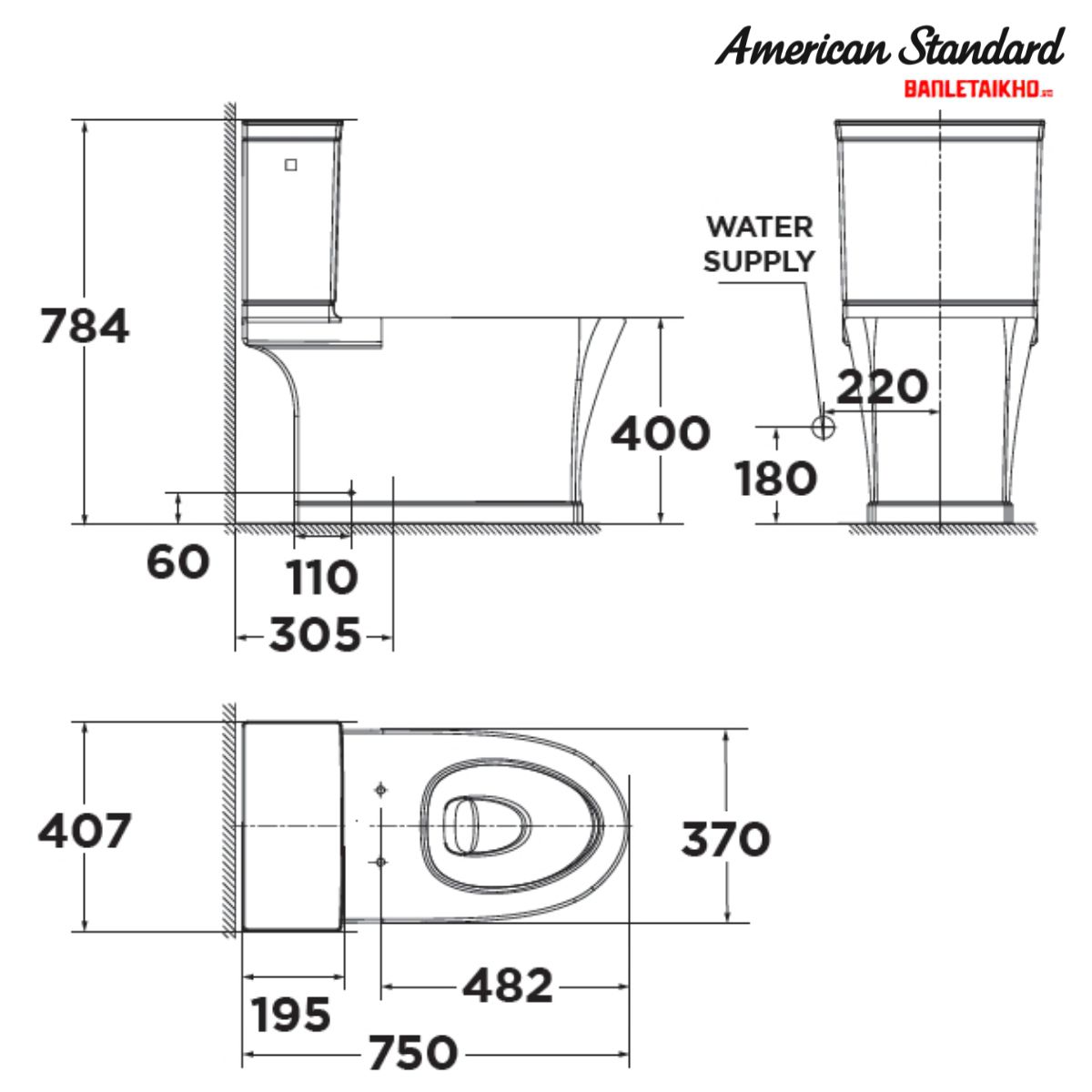 Bản vẽ Bồn Cầu AMERICAN STANDARD VF 2781 2 Khối Nắp Đóng Êm Bản vẽ Bồn Cầu AMERICAN STANDARD VF 2781 2 Khối Nắp Đóng Êm