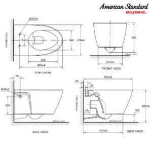 Bản vẽ Bồn Cầu AMERICAN STANDARD VF 3119E Treo Tường