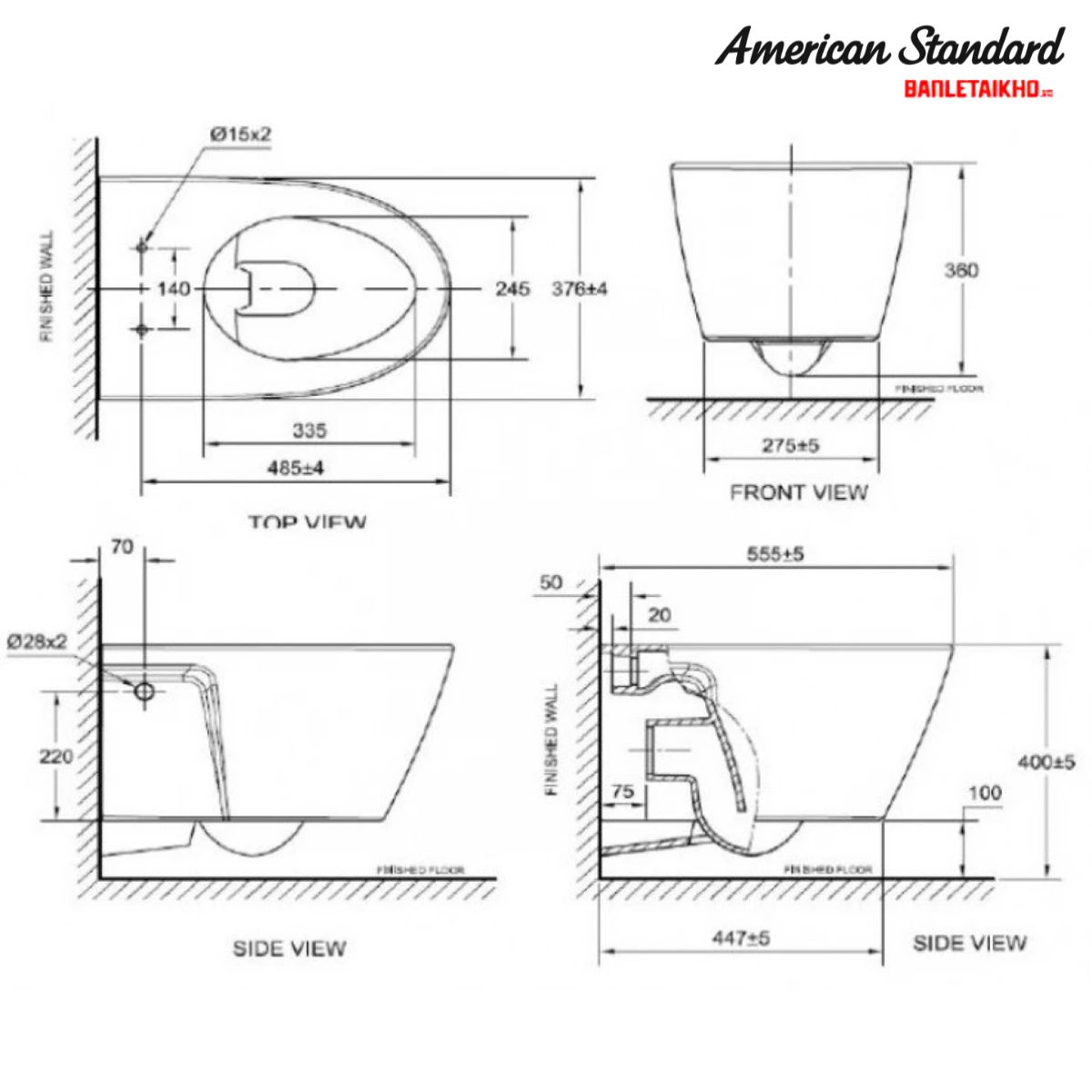 Bản vẽ Bồn Cầu AMERICAN STANDARD VF 3119E Treo Tường Bản vẽ Bồn Cầu AMERICAN STANDARD VF 3119E Treo Tường