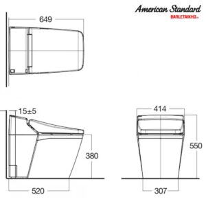 Bản vẽ Bồn Cầu AMERICAN STANDARD WP 1806 Điện Tử Nắp Đóng Êm