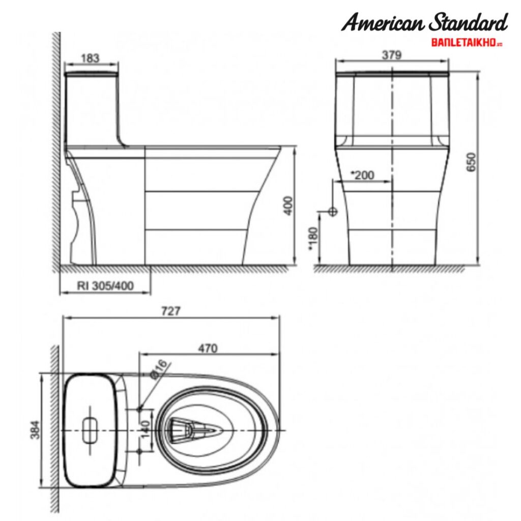 Bản vẽ Bồn Cầu AMERICAN STANDARD WP 1880PL 1 Khối Nắp Điện Tử