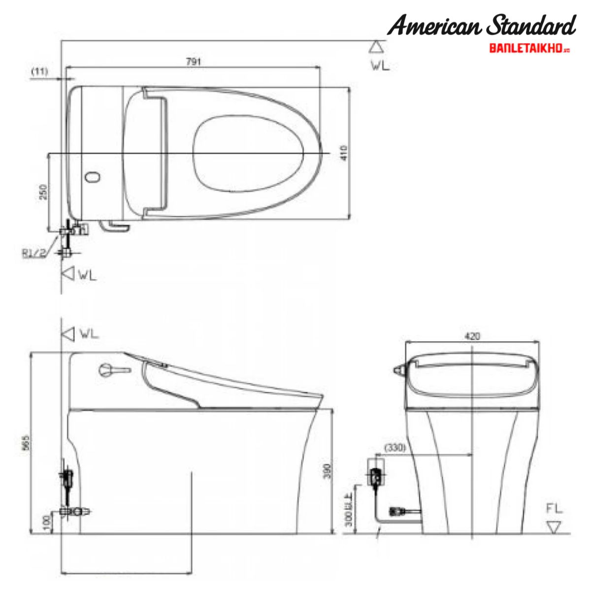 Bản vẽ Bồn Cầu AMERICAN STANDARD WP 5017 Điện Tử Nắp Đóng Êm Bản vẽ Bồn Cầu AMERICAN STANDARD WP 5017 Điện Tử Nắp Đóng Êm