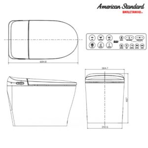 Bản vẽ Bồn Cầu AMERICAN STANDARD WP 70DY Điện Tử Nắp Tự Động