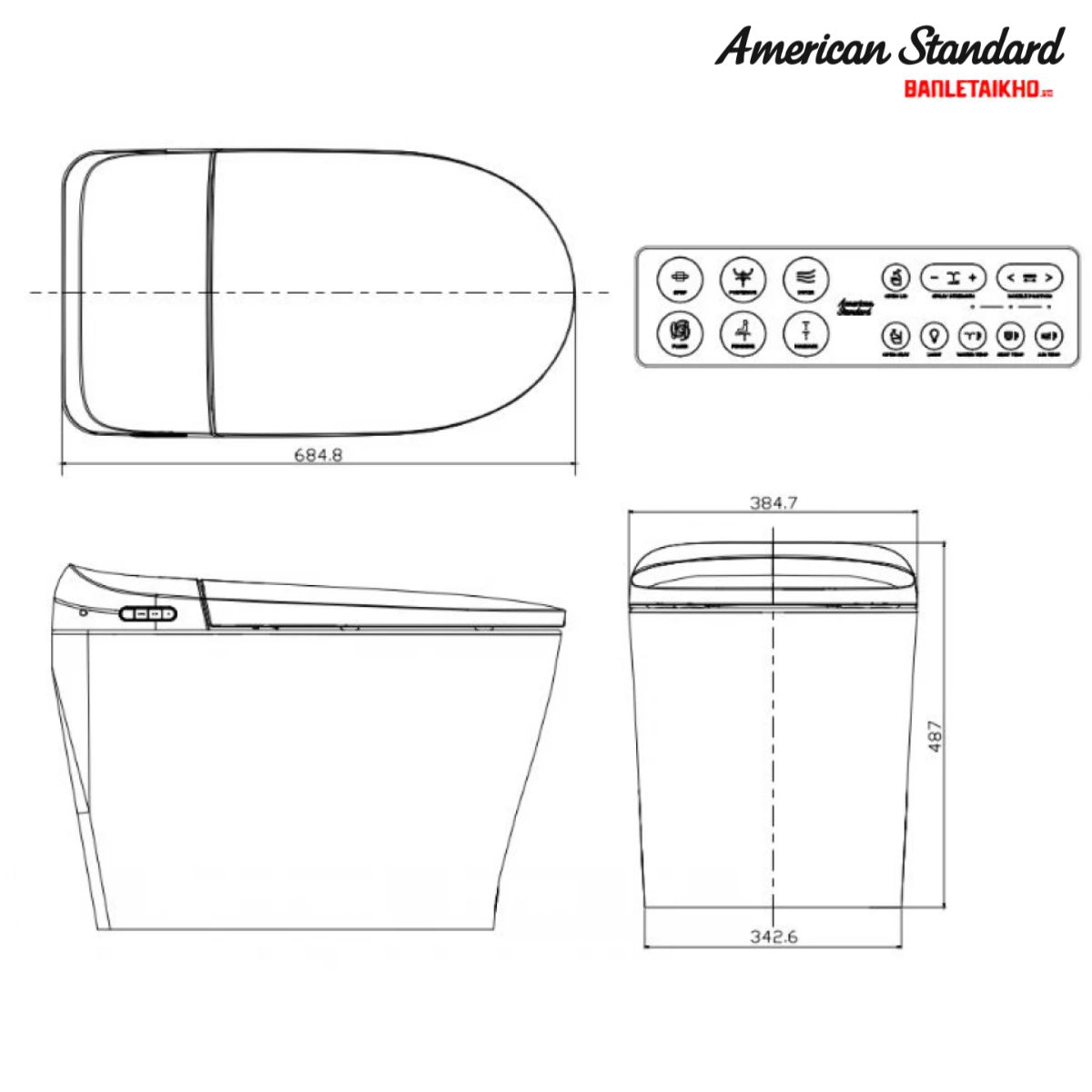 Bản vẽ Bồn Cầu AMERICAN STANDARD WP 70DY Điện Tử Nắp Tự Động Bản vẽ Bồn Cầu AMERICAN STANDARD WP 70DY Điện Tử Nắp Tự Động