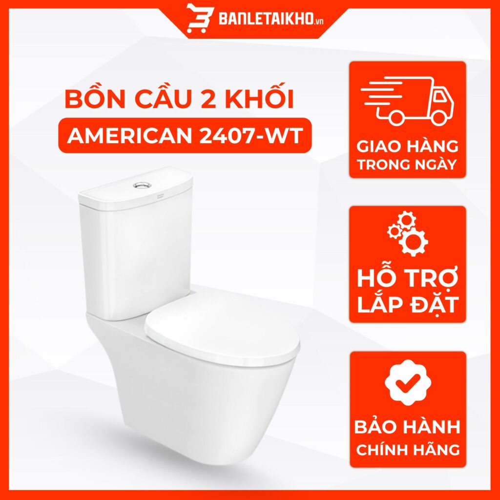 Bồn Cầu AMERICAN STANDARD 2407 WT 2 Khối Nắp Đóng Êm