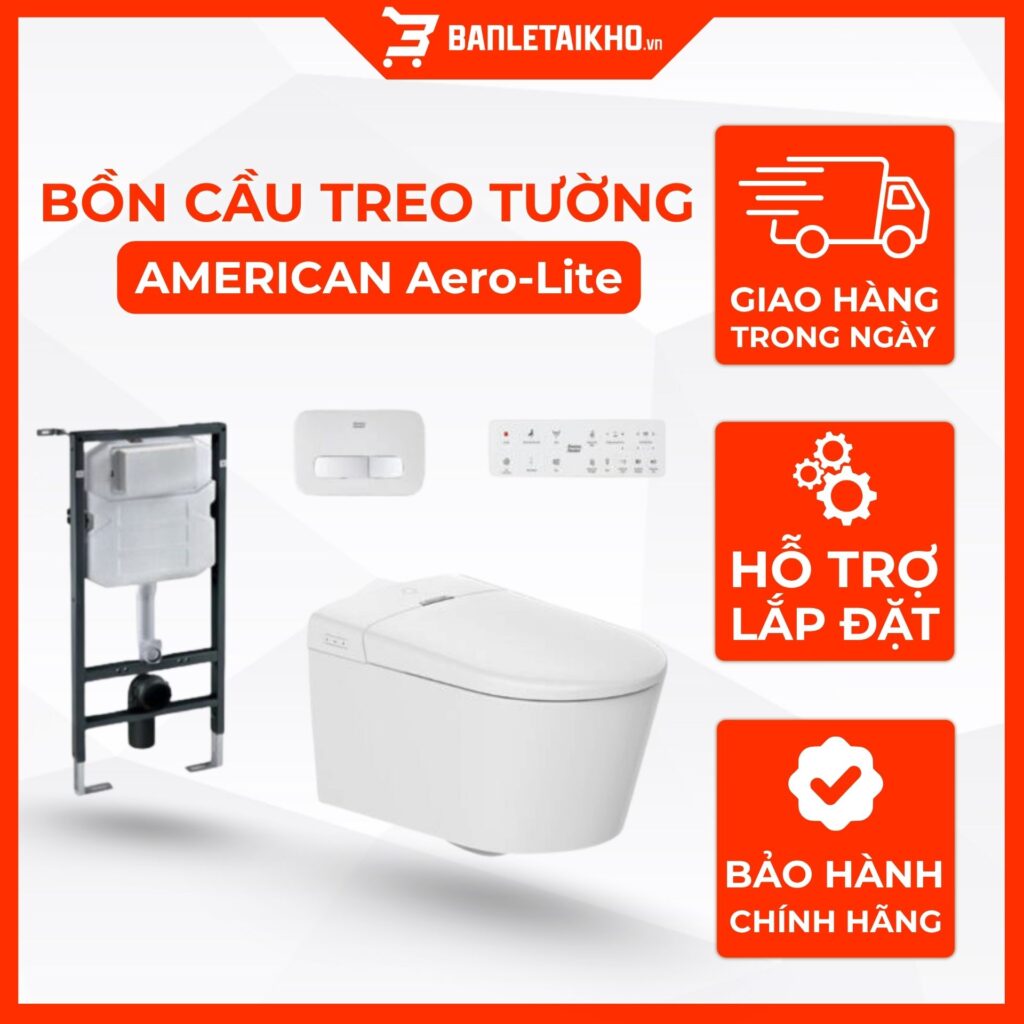 Bồn Cầu AMERICAN STANDARD Aero-Lite Treo Tường Thông Minh Nắp Điện Tử
