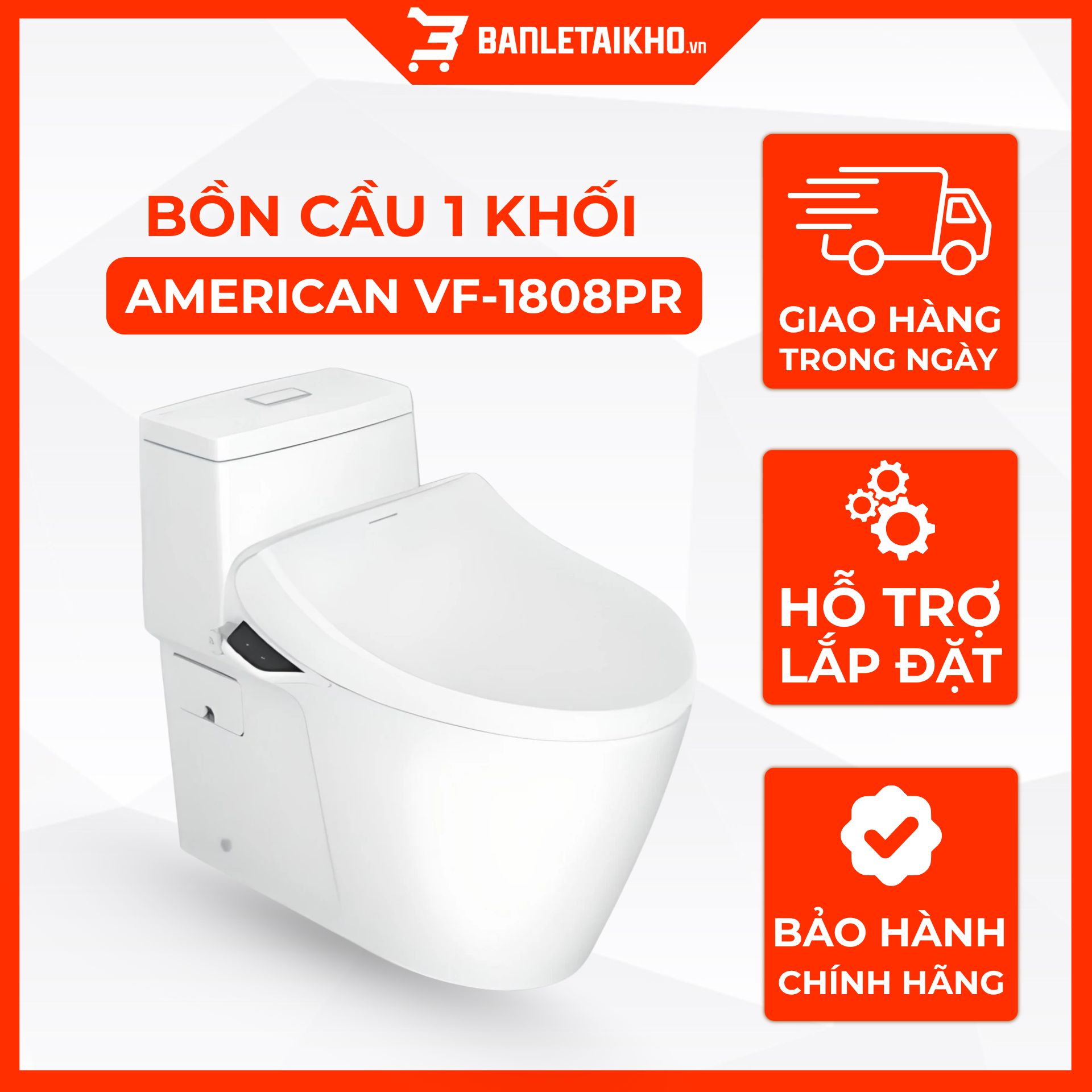 Bồn Cầu AMERICAN STANDARD VF 1808PR 1 Khối Nắp Điện Tử Bồn Cầu AMERICAN STANDARD VF 1808PR 1 Khối Nắp Điện Tử