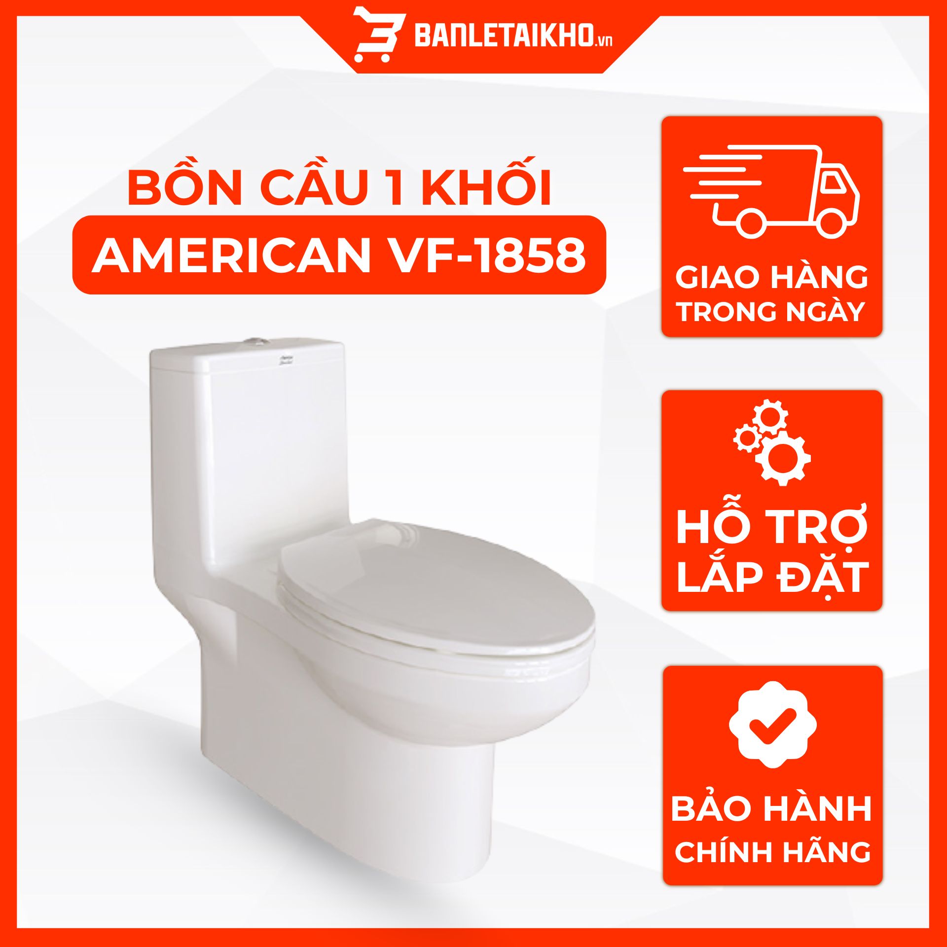 Bồn Cầu AMERICAN STANDARD VF 1858 (VF-1858) 1 Khối Cosy Nắp Êm Bồn Cầu AMERICAN STANDARD VF 1858 (VF-1858) 1 Khối Cosy Nắp Êm
