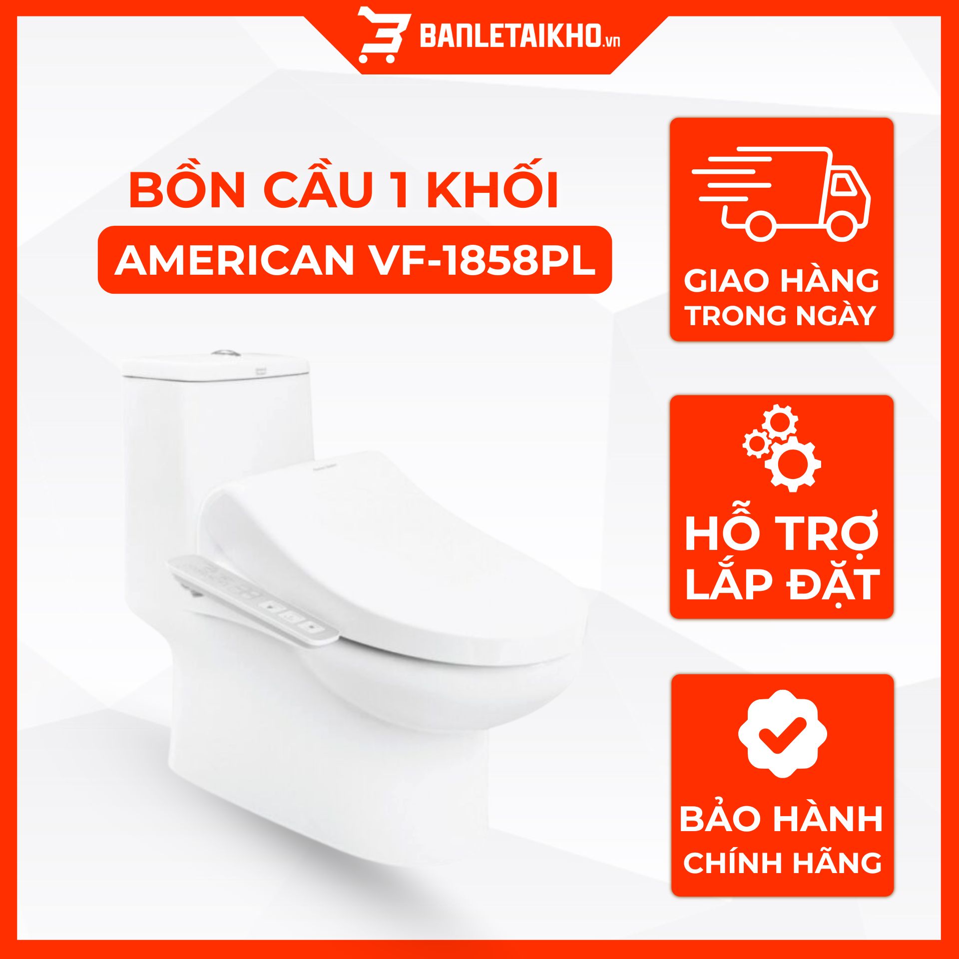 Bồn Cầu AMERICAN STANDARD VF 1858PL 1 Khối Nắp Điện Tử Bồn Cầu AMERICAN STANDARD VF 1858PL 1 Khối Nắp Điện Tử