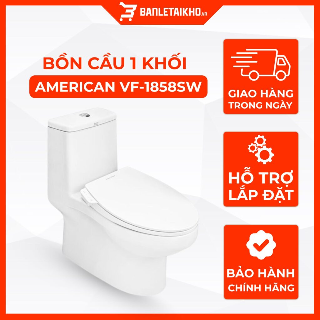 Bồn Cầu AMERICAN STANDARD VF 1858SW 1 Khối Nắp Rửa Cơ