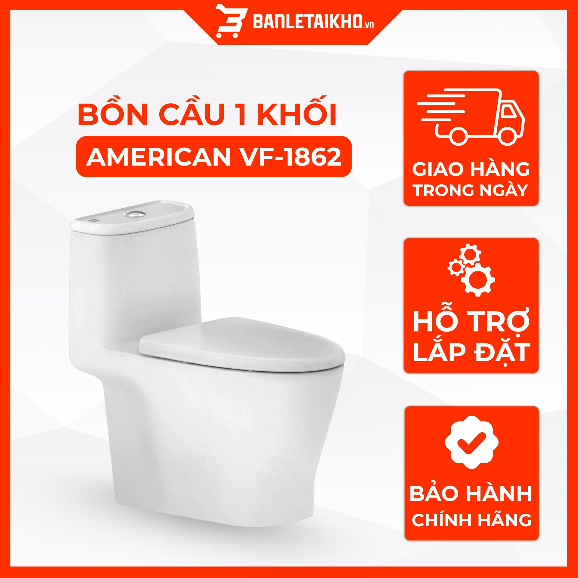 Bồn Cầu AMERICAN STANDARD VF 1862 1 Khối Nắp Êm Bồn Cầu AMERICAN STANDARD VF 1862 1 Khối Nắp Êm