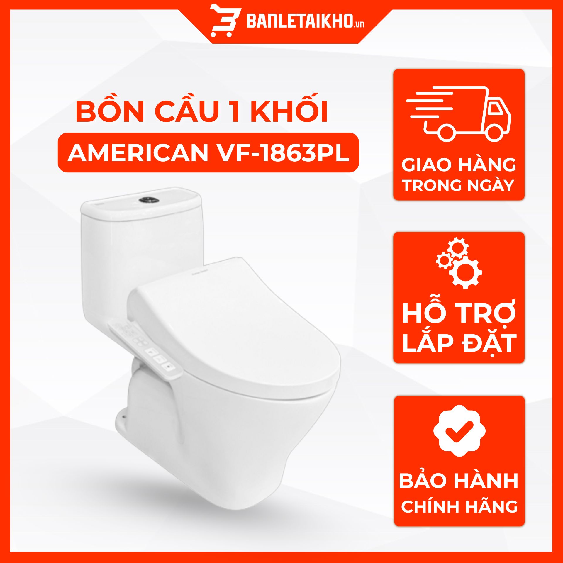 Bồn Cầu AMERICAN STANDARD VF 1863PL 1 Khối Nắp Điện Tử Bồn Cầu AMERICAN STANDARD VF 1863PL 1 Khối Nắp Điện Tử