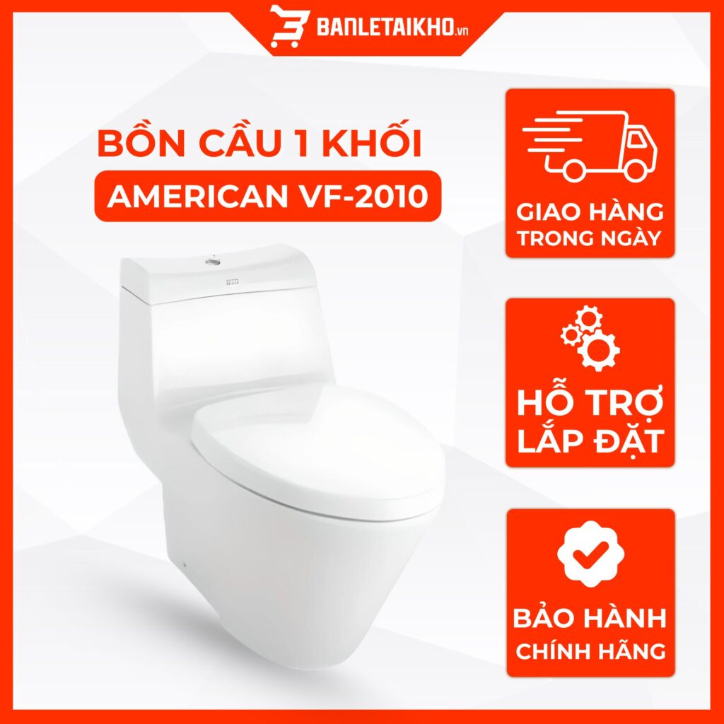 Bồn Cầu AMERICAN STANDARD VF 2010 1 Khối Nắp Êm