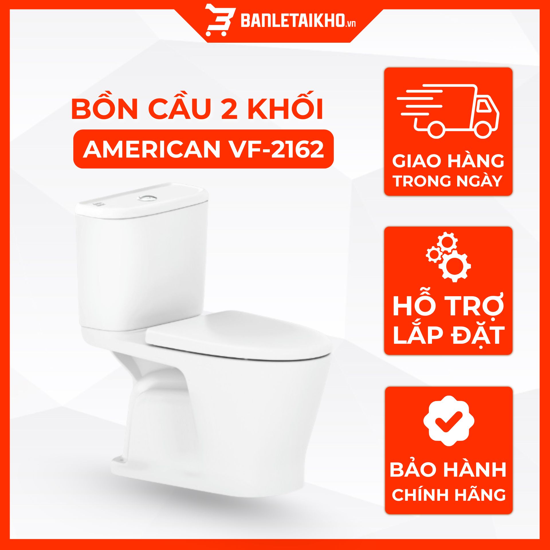 Bồn Cầu AMERICAN STANDARD VF 2162 2 Khối Nắp Đóng Êm Bồn Cầu AMERICAN STANDARD VF 2162 2 Khối Nắp Đóng Êm