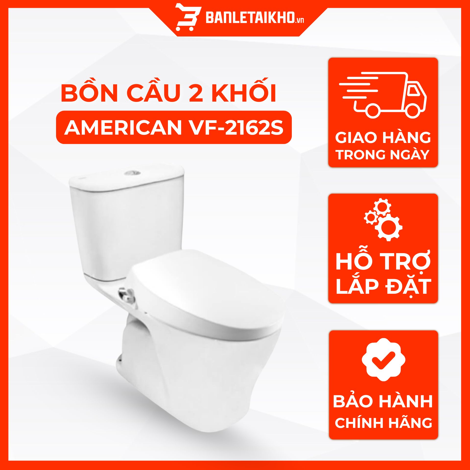 Bồn Cầu AMERICAN STANDARD VF 2162S 2 Khối Nắp Rửa Cơ Bồn Cầu AMERICAN STANDARD VF 2162S 2 Khối Nắp Rửa Cơ