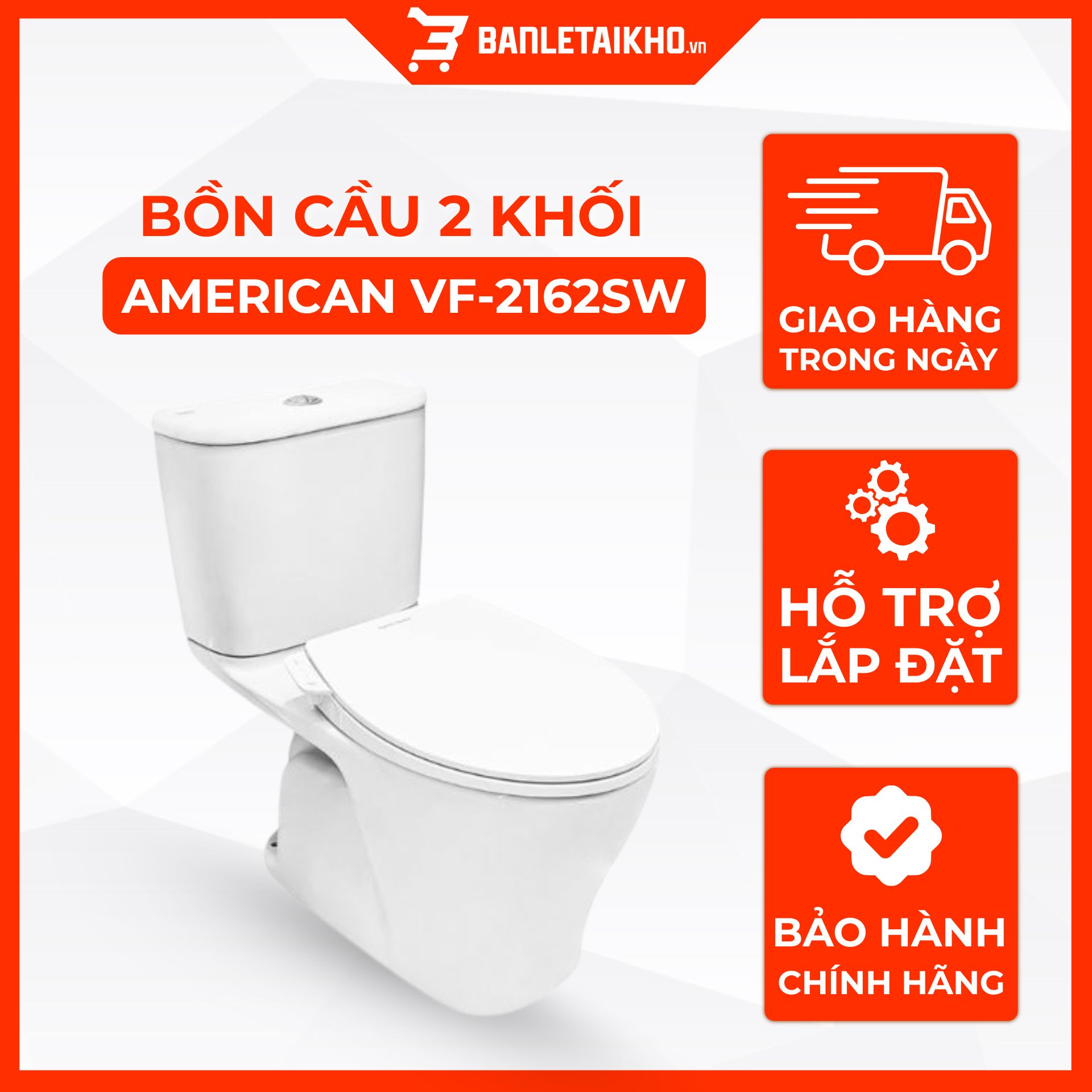Bồn Cầu AMERICAN STANDARD VF 2162SW 2 Khối Nắp Rửa Cơ Bồn Cầu AMERICAN STANDARD VF 2162SW 2 Khối Nắp Rửa Cơ