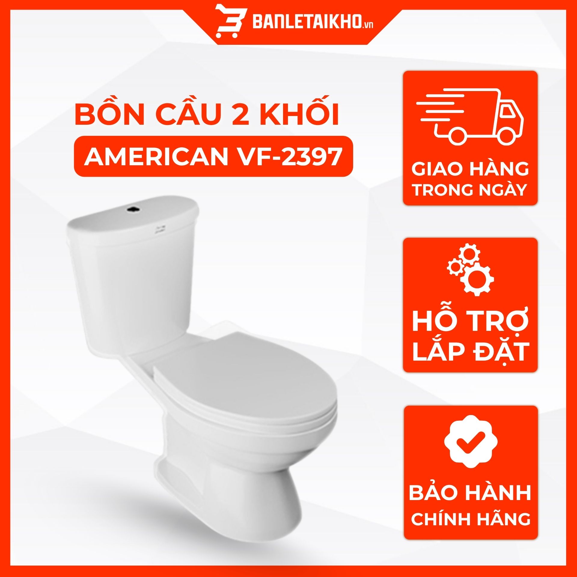 Bồn Cầu AMERICAN STANDARD VF 2397 2 Khối Nắp Đóng Thường