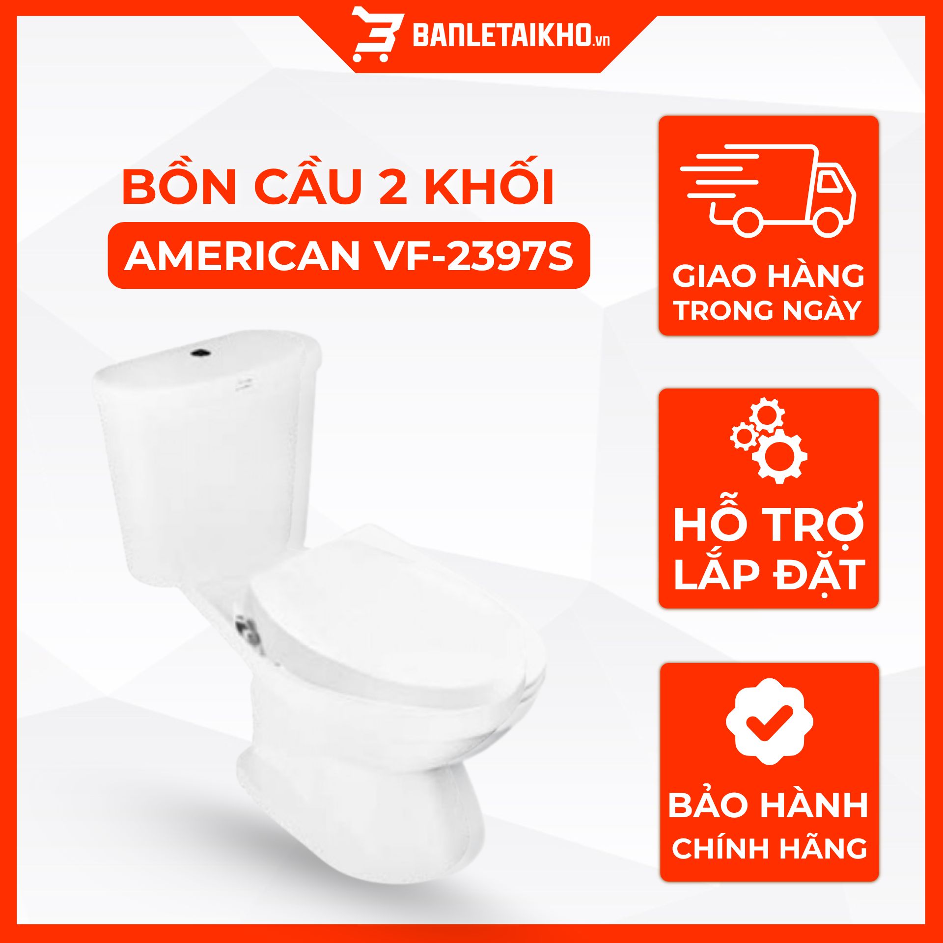 Bồn Cầu AMERICAN STANDARD VF 2397S 2 Khối Nắp Rửa Cơ Bồn Cầu AMERICAN STANDARD VF 2397S 2 Khối Nắp Rửa Cơ