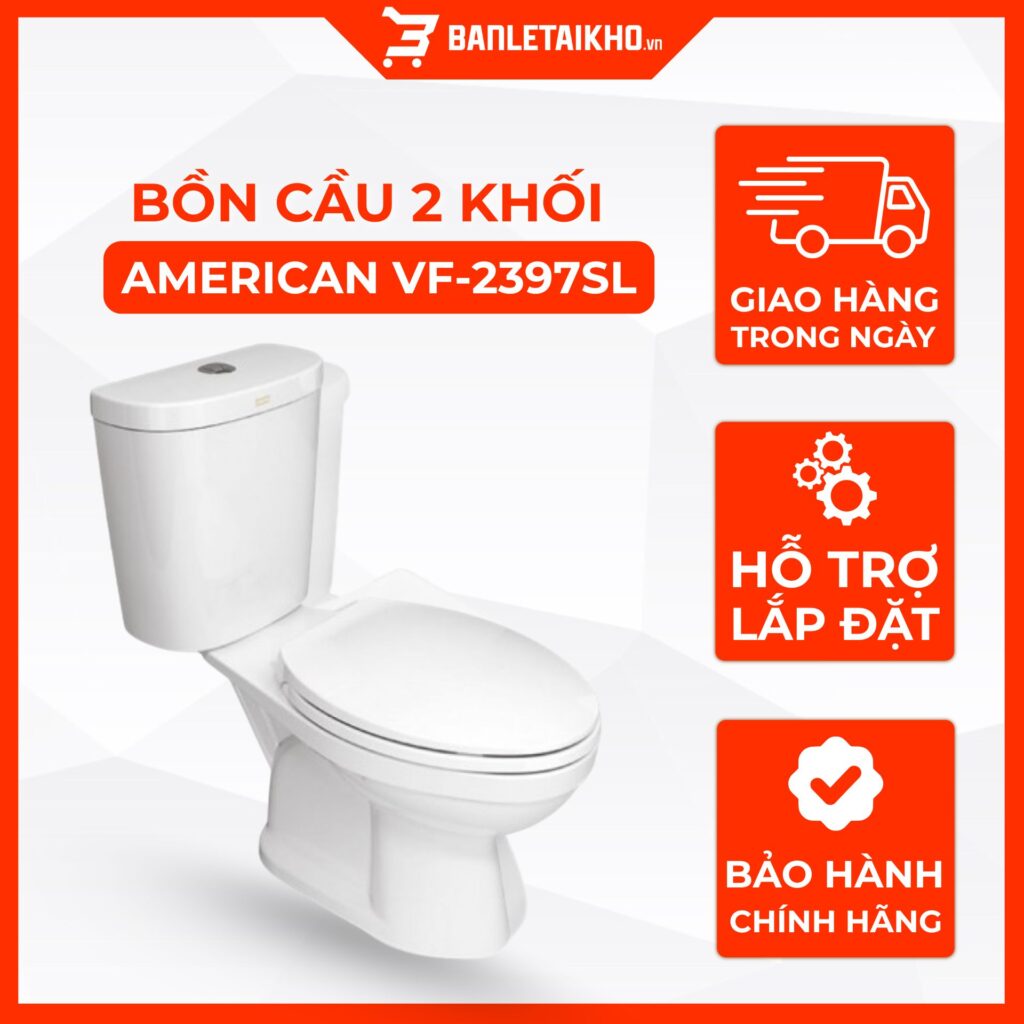 Bồn Cầu AMERICAN STANDARD VF 2397SL 2 Khối Nắp Đóng Êm