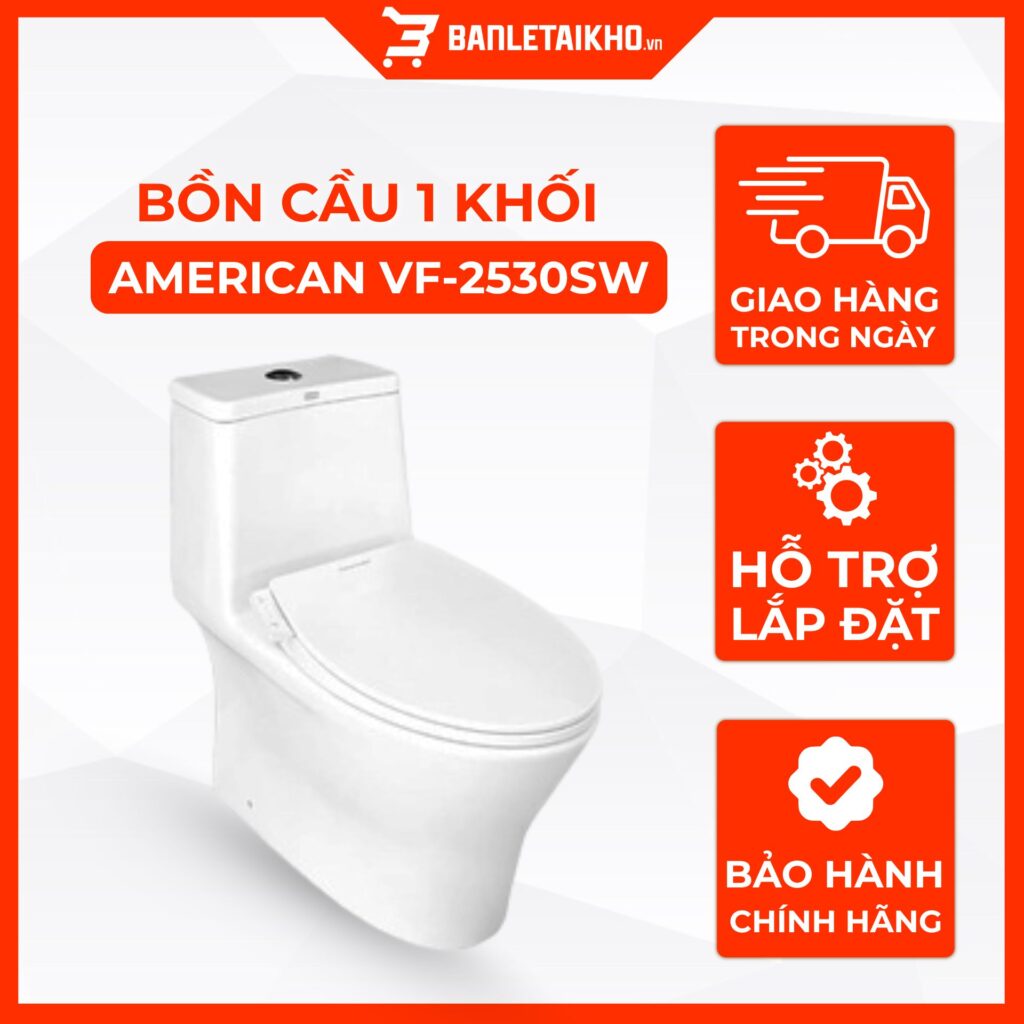 Bồn Cầu AMERICAN STANDARD VF 2530SW 1 Khối Nắp Rửa Cơ Thoát Ngang
