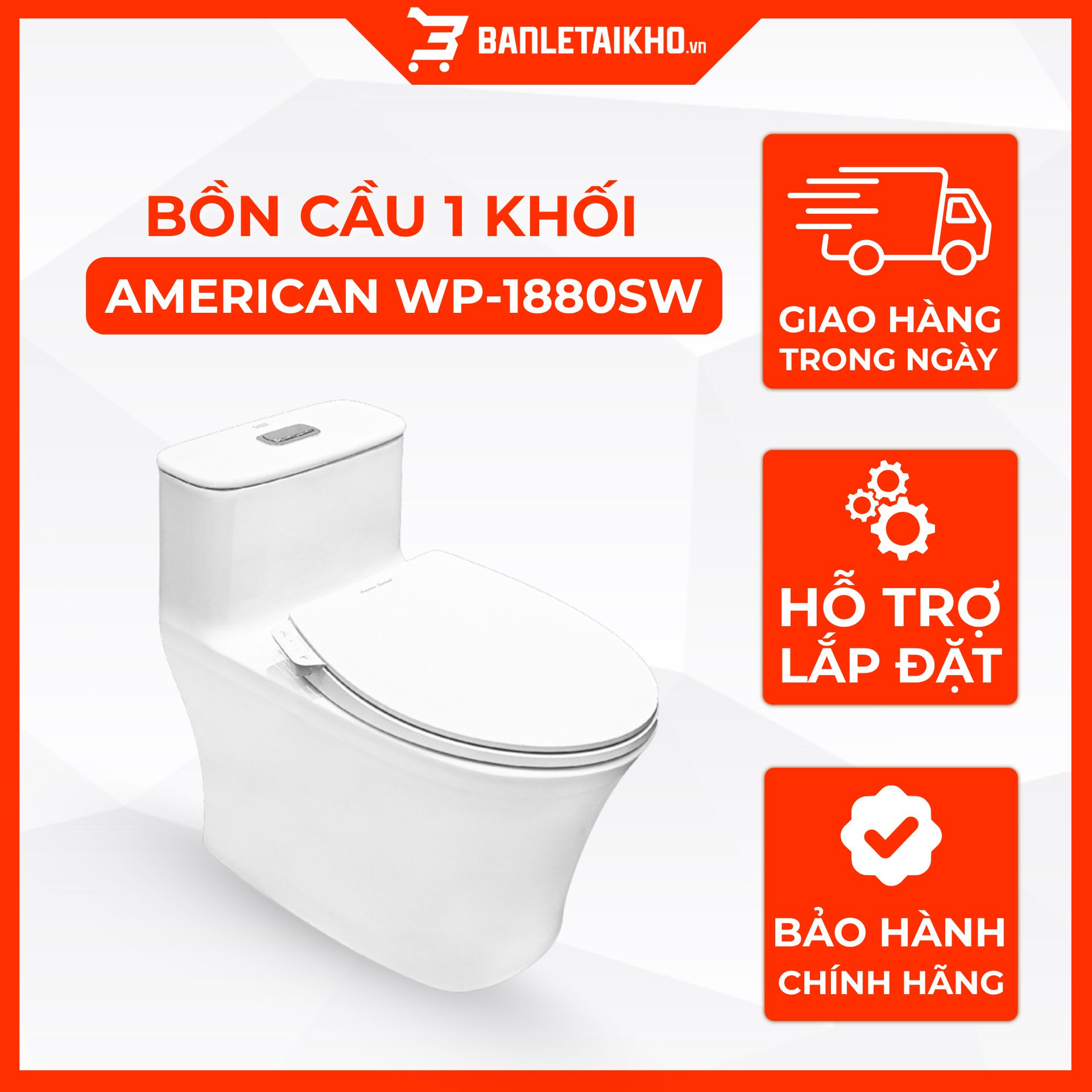 Bồn Cầu AMERICAN STANDARD WP 1880SW 1 Khối Nắp Rửa Cơ Bồn Cầu AMERICAN STANDARD WP 1880SW 1 Khối Nắp Rửa Cơ