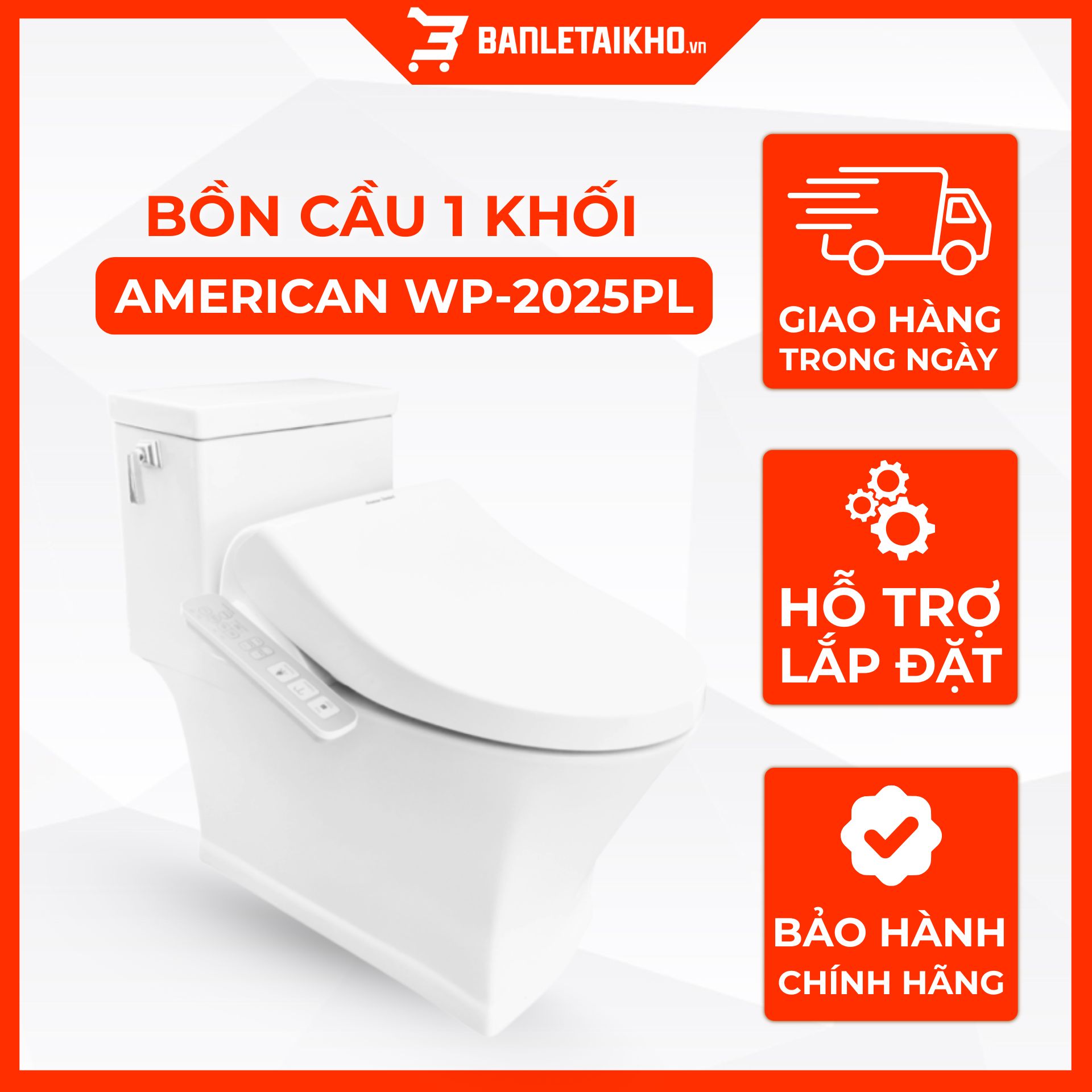 Bồn Cầu AMERICAN STANDARD WP 2025PL 1 Khối Nắp Điện Tử Bồn Cầu AMERICAN STANDARD WP 2025PL 1 Khối Nắp Điện Tử