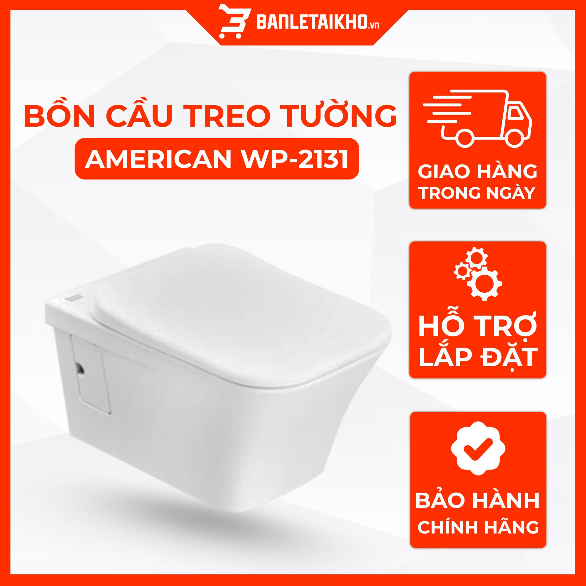 Bồn Cầu AMERICAN STANDARD WP 2131 Treo Tường Nắp Đóng Êm Bồn Cầu AMERICAN STANDARD WP 2131 Treo Tường Nắp Đóng Êm