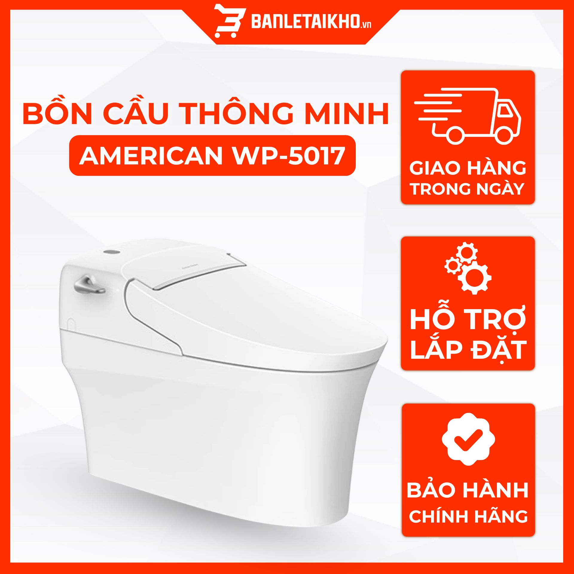 Bồn Cầu AMERICAN STANDARD WP 5017 Điện Tử Nắp Đóng Êm Bồn Cầu AMERICAN STANDARD WP 5017 Điện Tử Nắp Đóng Êm